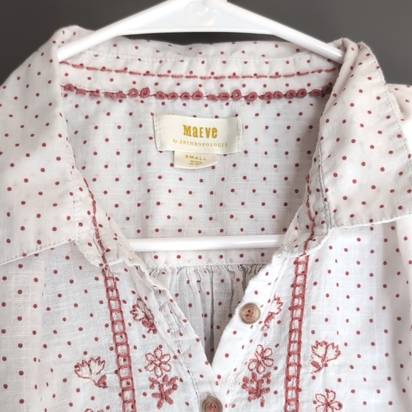 💮 Maeve by Anthropologie Peasant Embroidered Riley Tunic Blouse - Picture 2 of 9